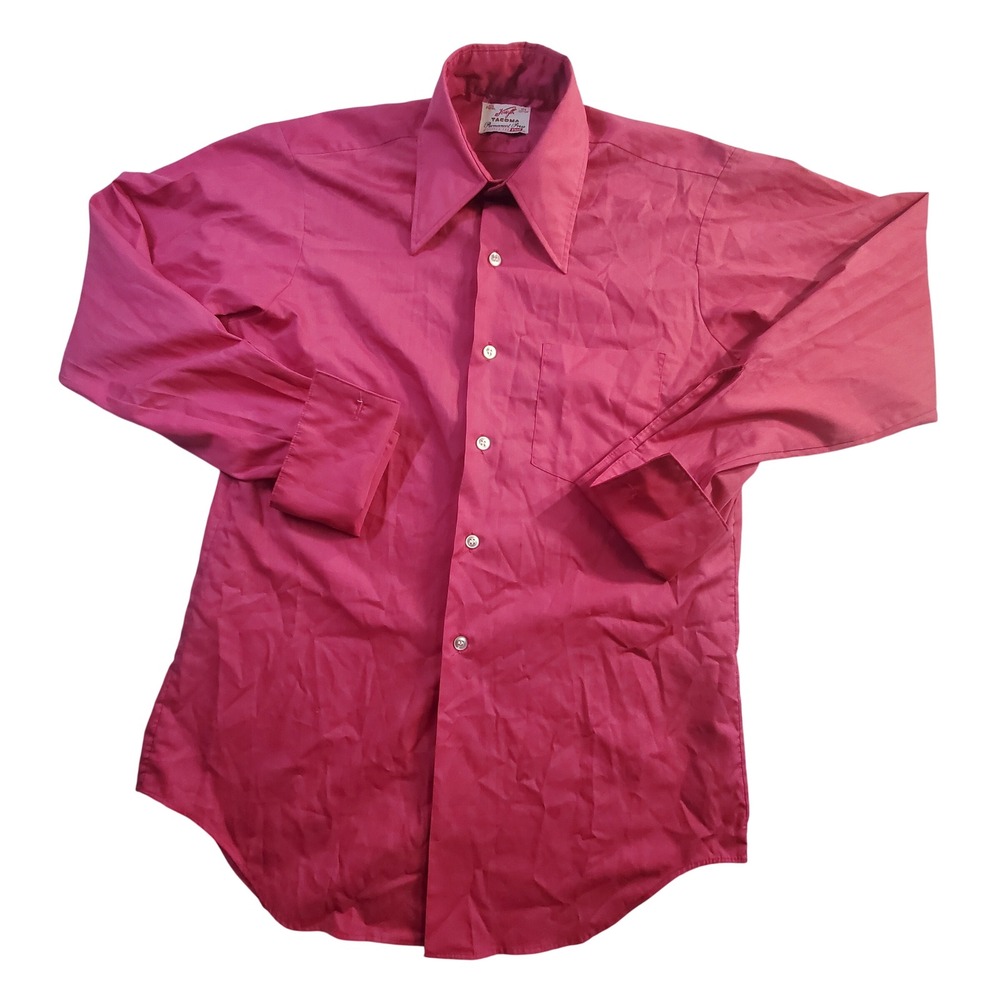 Vintage 70s Pink Sanforized Shirt Pointed Collar French Cuff 15-3 Forsyth Canada